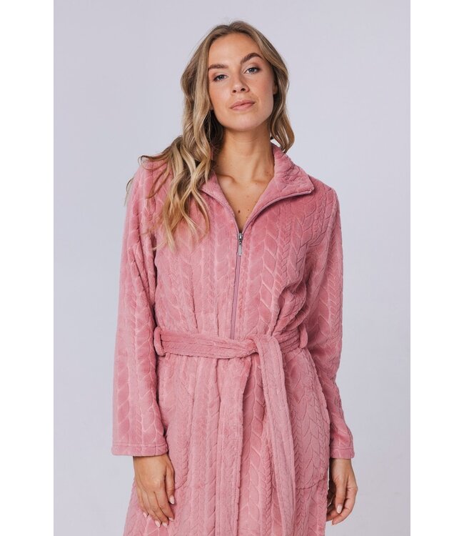 soft fleece morninggown with full zip 'embossed weave' (110cm)