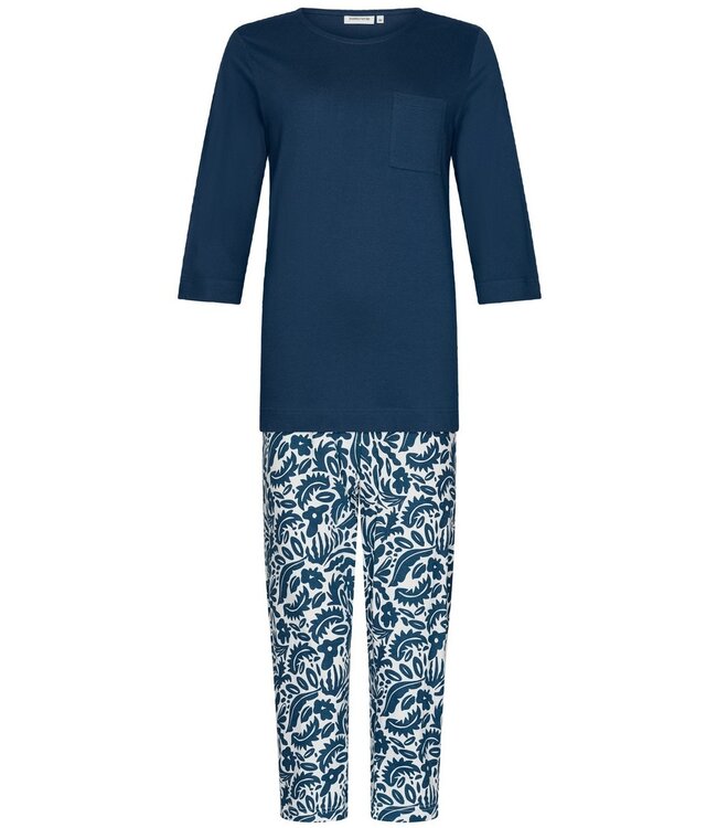 Bio-katoenen dames pyjama met 3/4e lange broek ‘arty leafs’