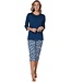 Bio-katoenen dames pyjama met 3/4e lange broek ‘arty leafs’