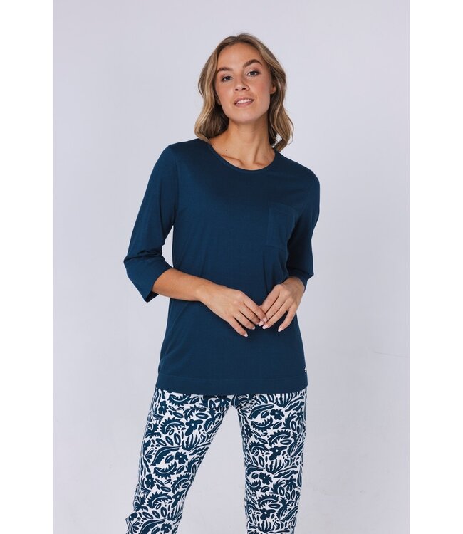 ladies organic cotton 3/4 pyjama set 'arty leafs'