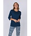 Bio-katoenen dames pyjama met 3/4e lange broek ‘arty leafs’