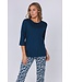 Bio-katoenen dames pyjama met 3/4e lange broek ‘arty leafs’