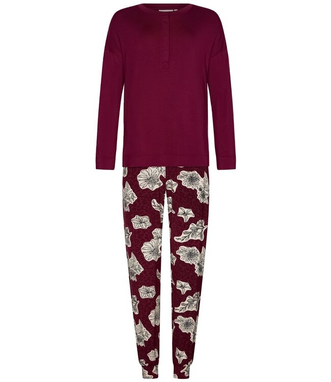 Luxe lounge dames pyjama met knopen 'bold blooms'