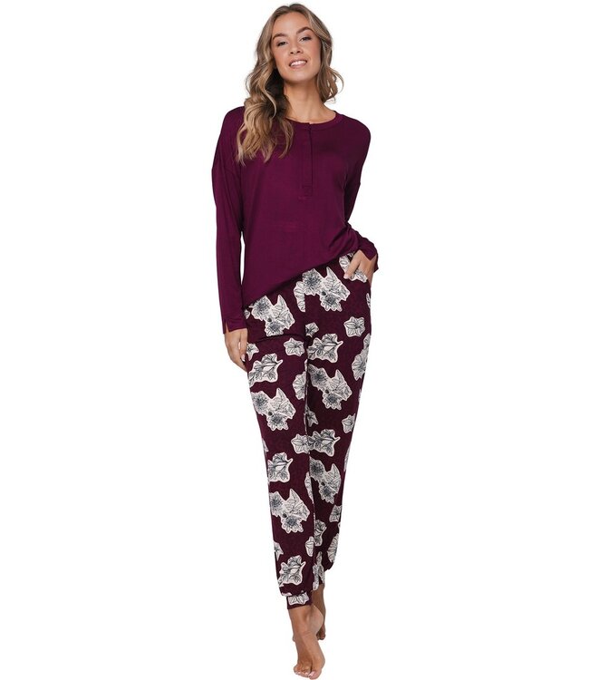 ecovero viscose, luxury lounge pyjama set with buttons 'bold blooms'