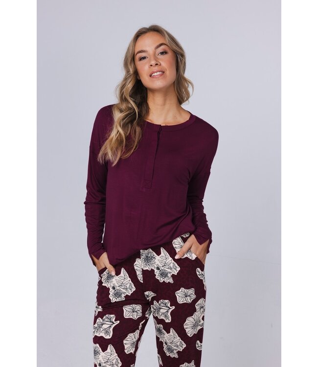 ecovero viscose, luxury lounge pyjama set with buttons 'bold blooms'