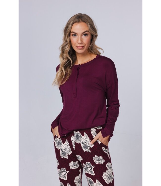 ecovero viscose, luxury lounge pyjama set with buttons 'bold blooms'