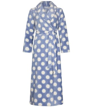 Pastunette Extra lange, warme overslag ochtendjas van coral fleece ‘deeply dotty’
