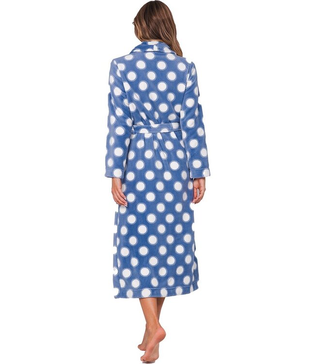 extra long, warm coral fleece wrap-over morninggown 'deeply dotty'