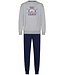 Heren pyjamaset van katoen-polyester-mix met V-hals 'winter ski club'