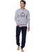 Heren pyjamaset van katoen-polyester-mix met V-hals 'winter ski club'
