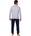 Heren pyjamaset van katoen-polyester-mix met V-hals 'winter ski club'