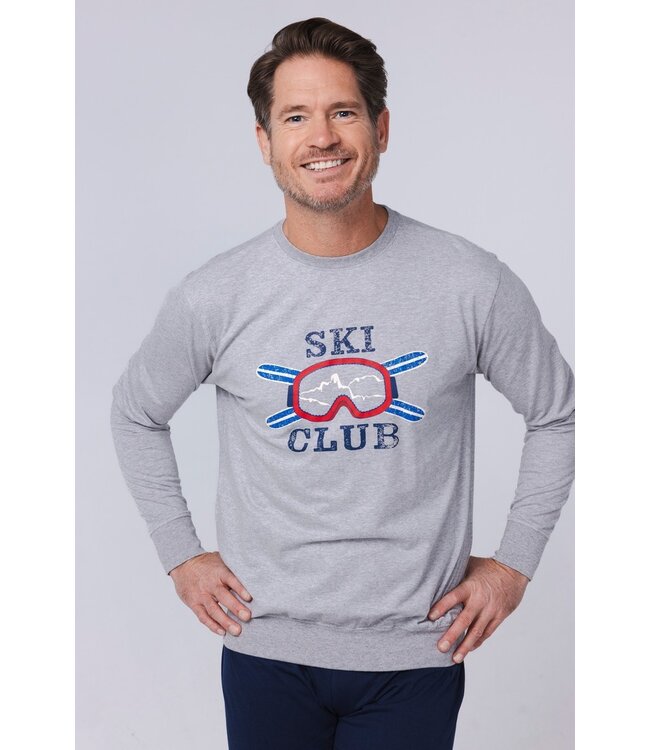 men's v-neck cotton-mix pyjama set 'winter ski club'