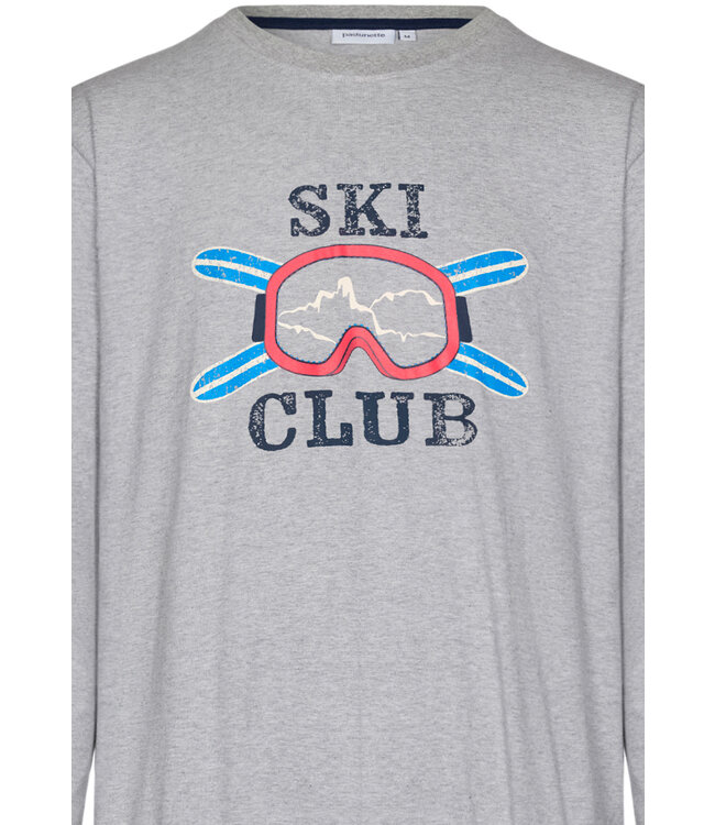 Heren pyjamaset van katoen-polyester-mix met V-hals 'winter ski club'