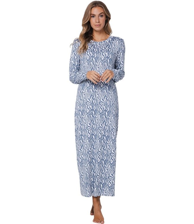 extra long warm nightdress 'watercolour waves