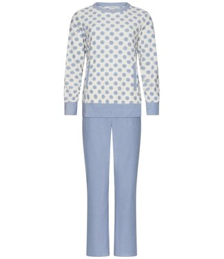 Pastunette Lila-blauwe katoen badstof dames loungepyjama ‘deeply dotty’