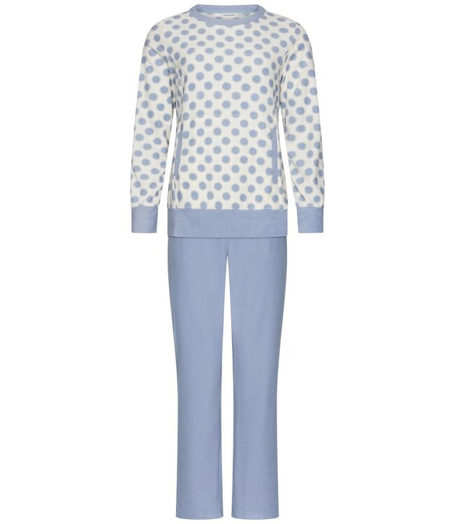 Lila-blauwe katoen badstof dames loungepyjama ‘deeply dotty’