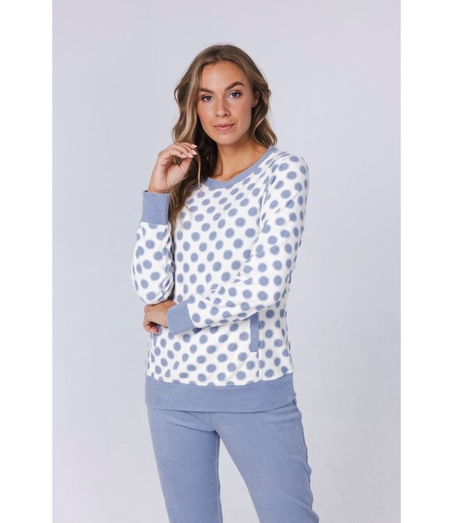 ladies lilac blue cotton-terry lounge pyjama 'deeply dotty'