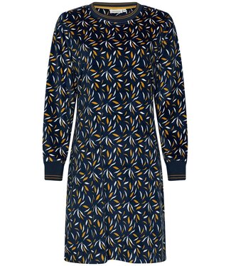 Pastunette teal green soft velvet fleece home lounge dress 'abstract forest flowers'