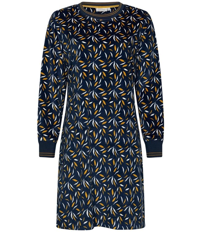 teal green soft velvet fleece home lounge dress 'abstract forest flowers'