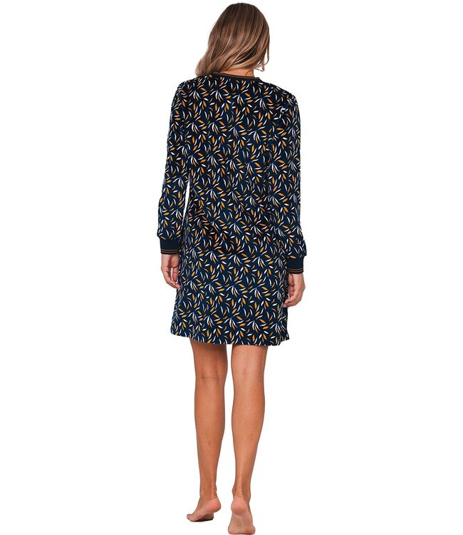 teal green soft velvet fleece home lounge dress 'abstract forest flowers'