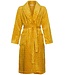 Gele, overslag ochtendjas van zachte flanel fleece 'dotty circles'