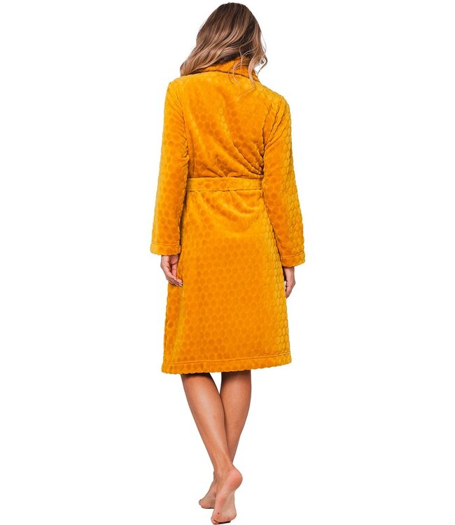 soft flannel fleece yellow wrap-over morninggown 'dotty circles'