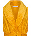 Gele, overslag ochtendjas van zachte flanel fleece 'dotty circles'