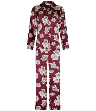 Pastunette Premium doorknoop dames pyjama van polyester-satijn-mix 'bold blooms'