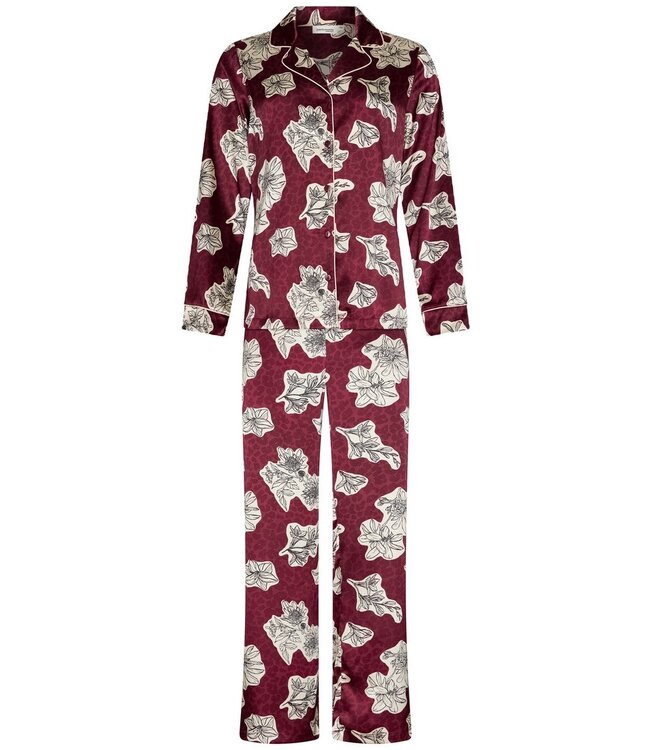 doorknoop dames pyjama van katoen-polyester mix 'bold blooms'