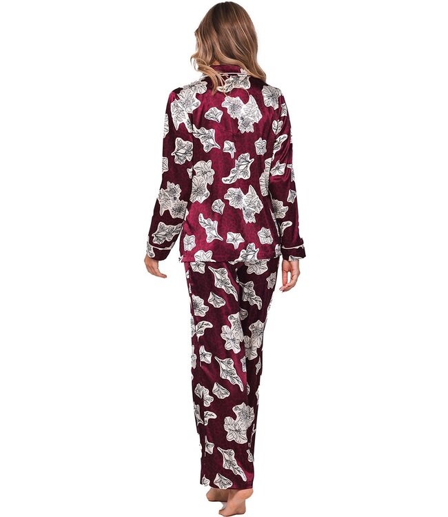 full button polyester-satin-mix pyjama 'bold blooms'