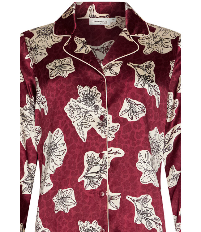 doorknoop dames pyjama van polyester-satijn mix 'bold blooms'