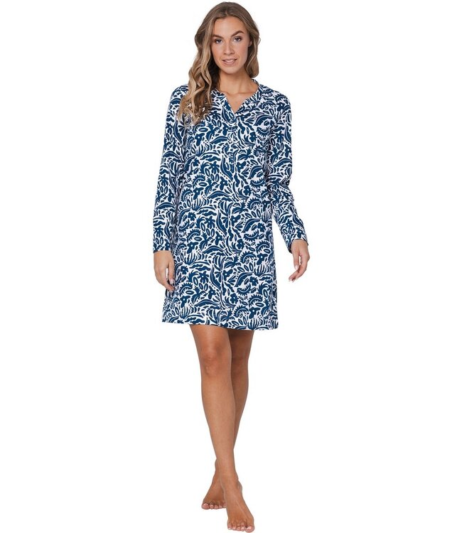 100% organic cotton long sleeve nightdress with buttons 'arty leafs'