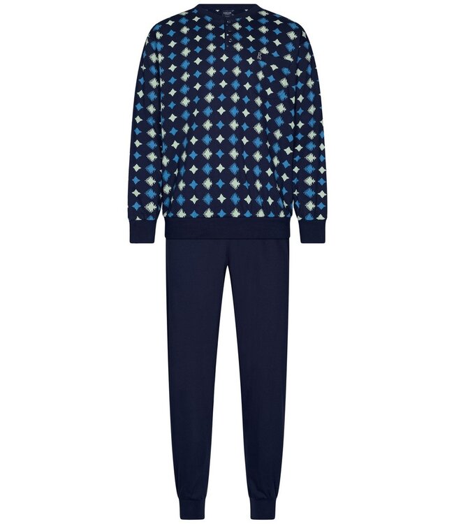 Katoenen heren pyjamaset met knopen 'groovy star'