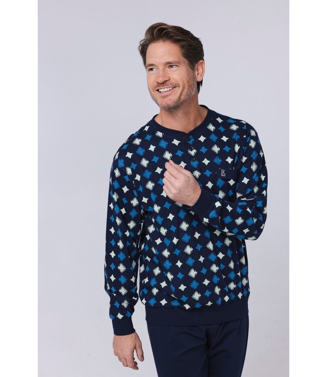 Katoenen heren pyjamaset met knopen 'groovy star'