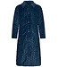 Pastunette Warme fleece, blauwe ochtendjas met knoopsluiting ‘embossed weaves’