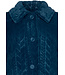Warme fleece, blauwe ochtendjas met knoopsluiting ‘embossed weaves’