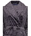 extra long soft flannel fleece dark grey wrap-over morninggown 'dotty circles'