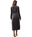 extra long soft flannel fleece dark grey wrap-over morninggown 'dotty circles'