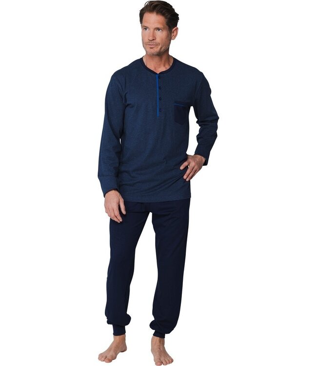 blauwe katoenen pyjama met knopen 'comfort men'