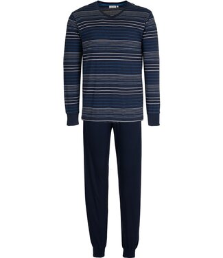 Pastunette for Men blue 'v' neck stripey cotton pyjama set 'comfort men'
