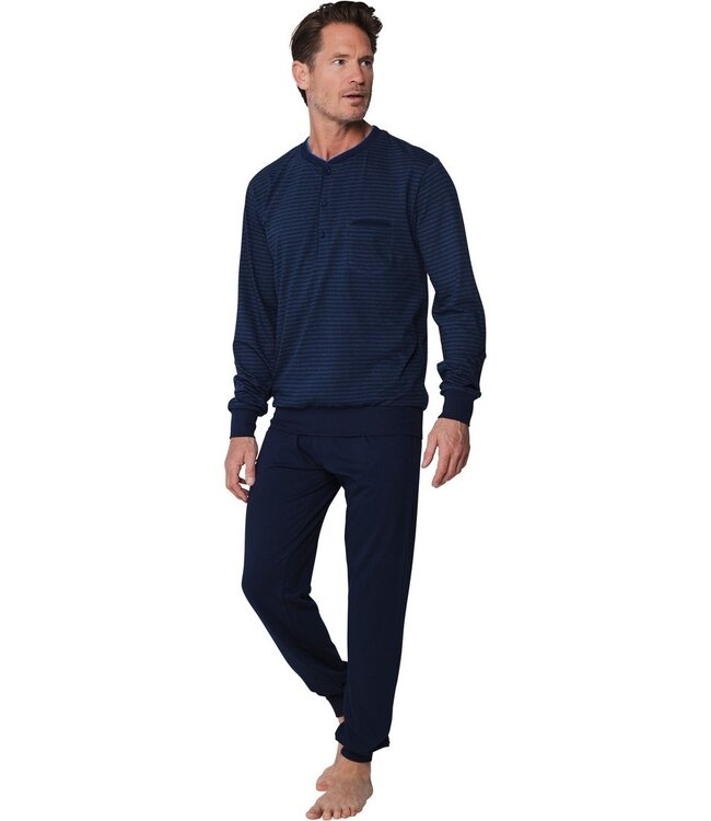 blauw gestreepte pyjama met knopen 'comfort men'