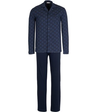 Pastunette for Men blue squares full button cotton pyjama set 'comfort men'