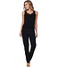 black v-neck sleeveless lace trimmed vest mix it women