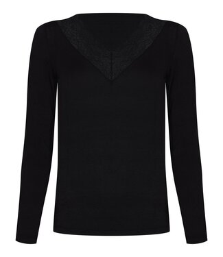 Pastunette Premium black v-neck lace long sleeve top 'mix it women'