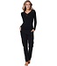 black v-neck lace long sleeve top mix it women