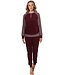 dark red cotton terry pyjama set with buttons 'comfort stripes