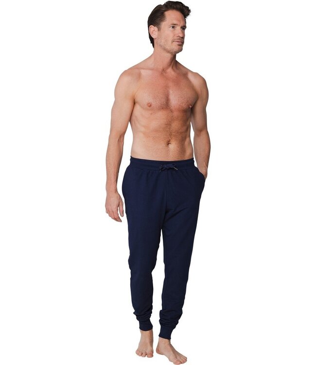 men's cotton french terry long blue pants 'mix it men'