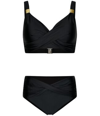 Pastunette Beach zwarte soft cup bikini met goud detail beautiful beach