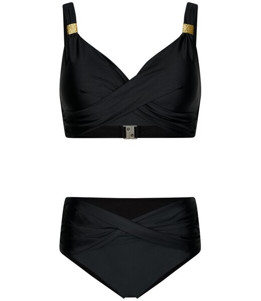 Pastunette Beach zwarte soft cup bikini met goud detail beautiful beach