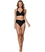 black v neck soft cup bikini with gold detail beautiful beach